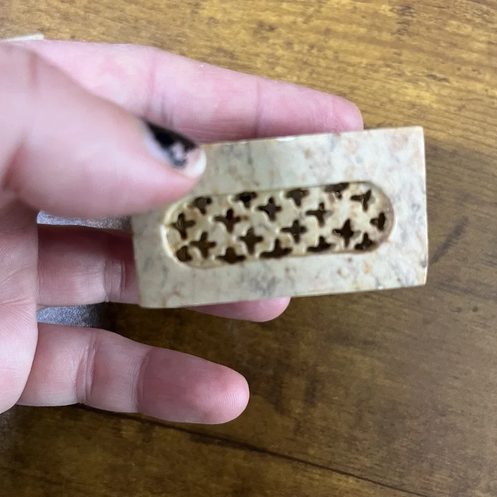 Stone Floral Mini Trinket Box Boho Floral Design Made In India